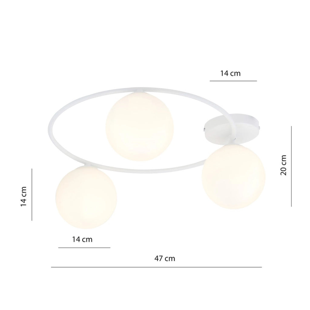 Lampada a sospensione Sopra in acciaio bianco e vetro opalino