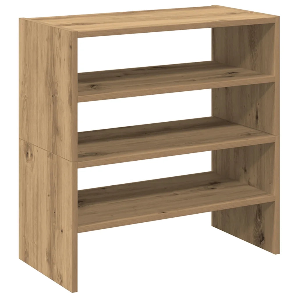 Scarpiere 2 pz Impilabili-Set di 2 Scaffale per scarpe Rovere Artigianale 60x30x30,5 cm