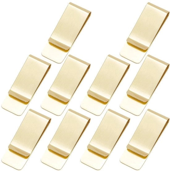 10 Pacchi di Clip di Denaro in Acciaio Inossidabile con Finestra di Oro per Portafogli Minimalisti