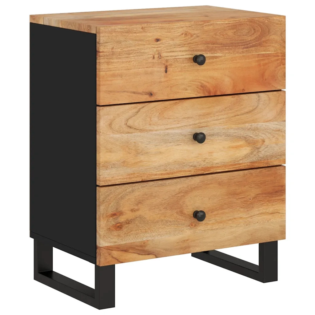 Comodino-Tavolino da notte 50x33x62 cm Legno Massello Acacia e Legno Multistrato