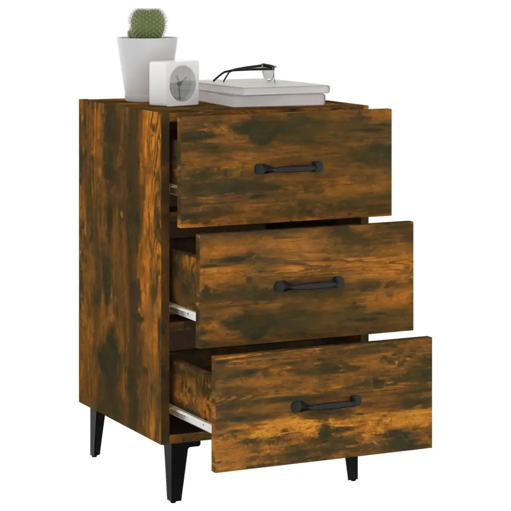 Comodino-Tavolino da notte Rovere Fumo 40x40x66 cm in Legno Multistrato 915505