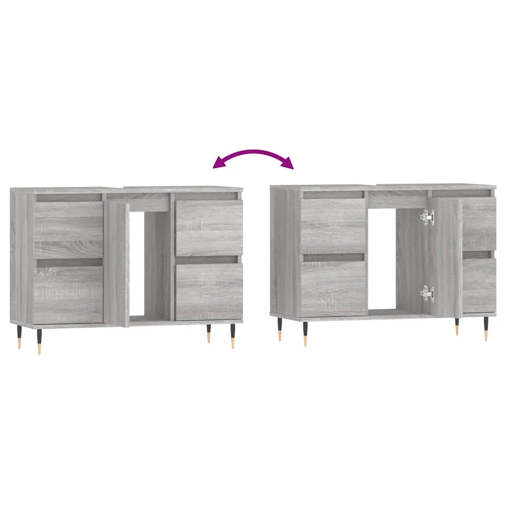 Mobile da Bagno Grigio Sonoma 80x33x60 cm in Legno Multistrato 831650