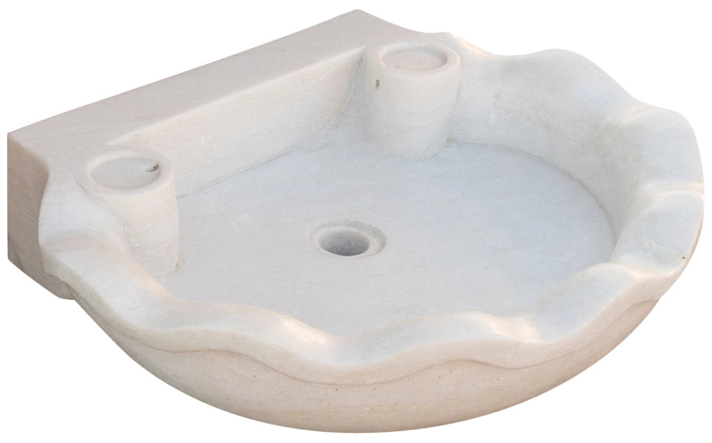 Biscottini Lavandino in marmo bianco L60xPR50xH13 cm Vasca realizzata completamente