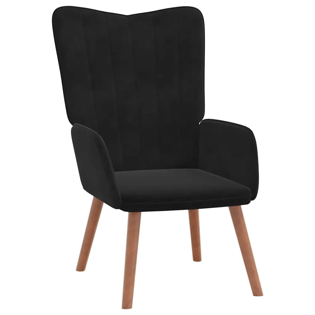Divano Sedia-Poltrona Relax con Poggiapiedi Nero in Velluto 353702