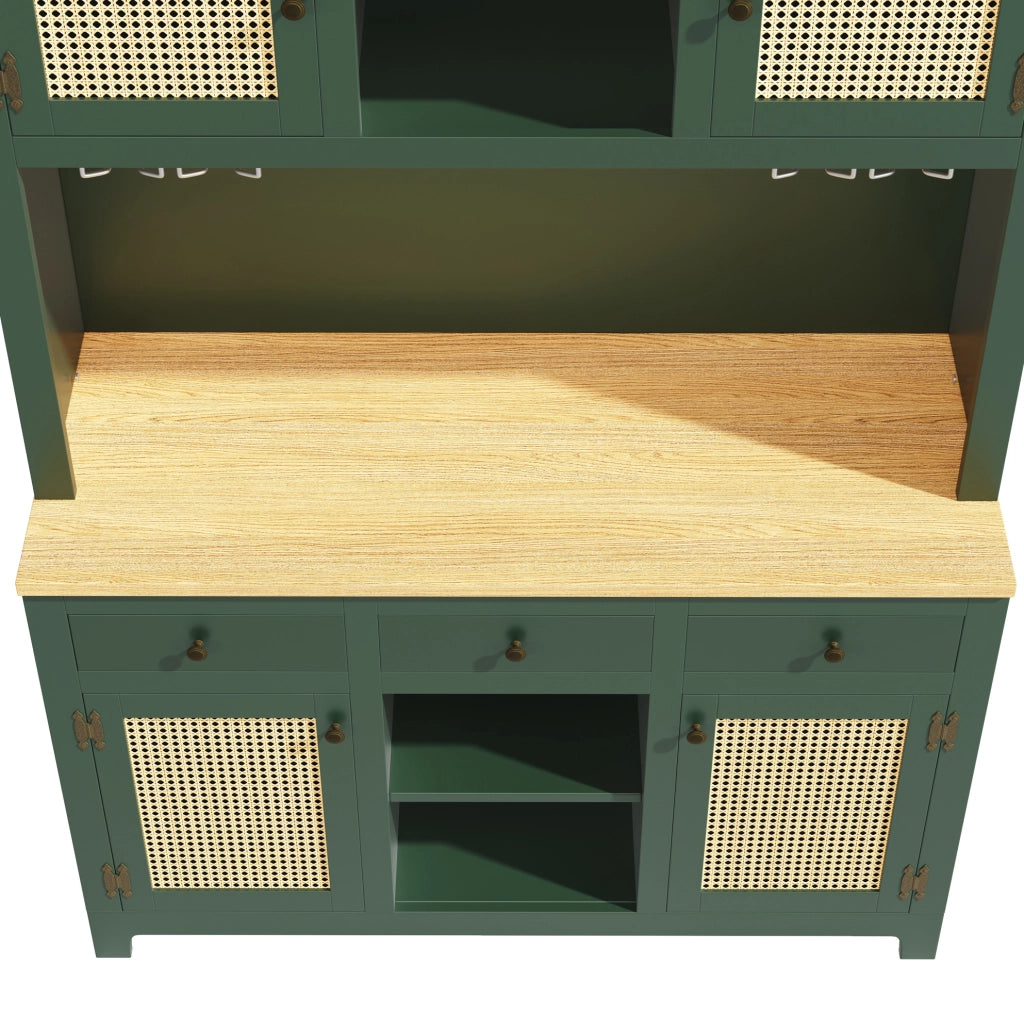 Credenza alta 120x40x180 cm con luci a colori; in MDF; verde antico
