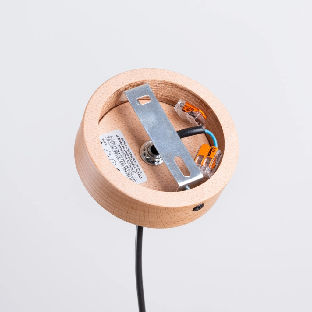 Lampada sospensione nera legno ELODEA E27 15W Pure Lume