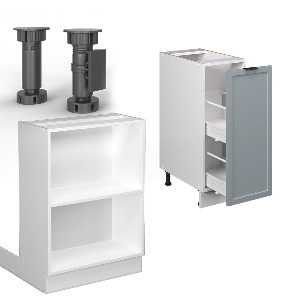 Isola cucina Fame-Line Blu-grigio chiaro/Bianco 90 cm con cassetto, senza piano di lavoro Vicco