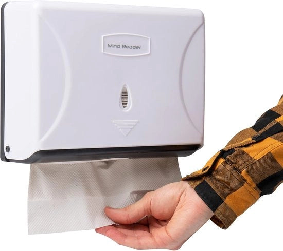 Dispensatore di Carta per Asciugamani, Toilette, Montaggio a Parete, 9,5 cm x 26 cm x 20 cm, Plastica, Bianco