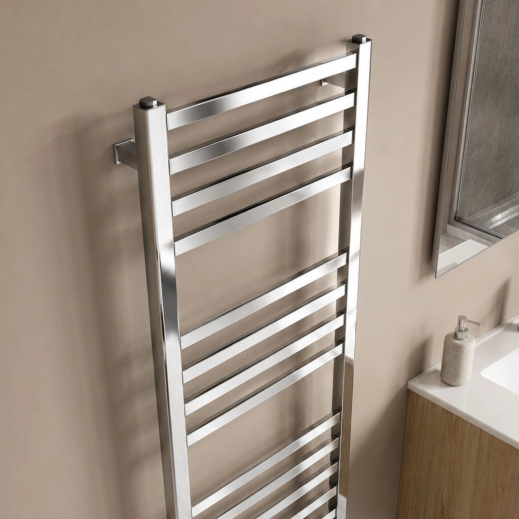 Termoarredo scaldasalviette square cromo lucido per bagno profilo quadro *** finitura- cromo lucido, misure h1800xl50...