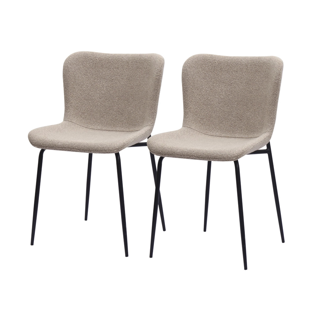 Sedia da pranzo Set da 2 con Schienale Alto Arrotondato e Design Ergonomico, in Tessuto e Metallo, Cachi