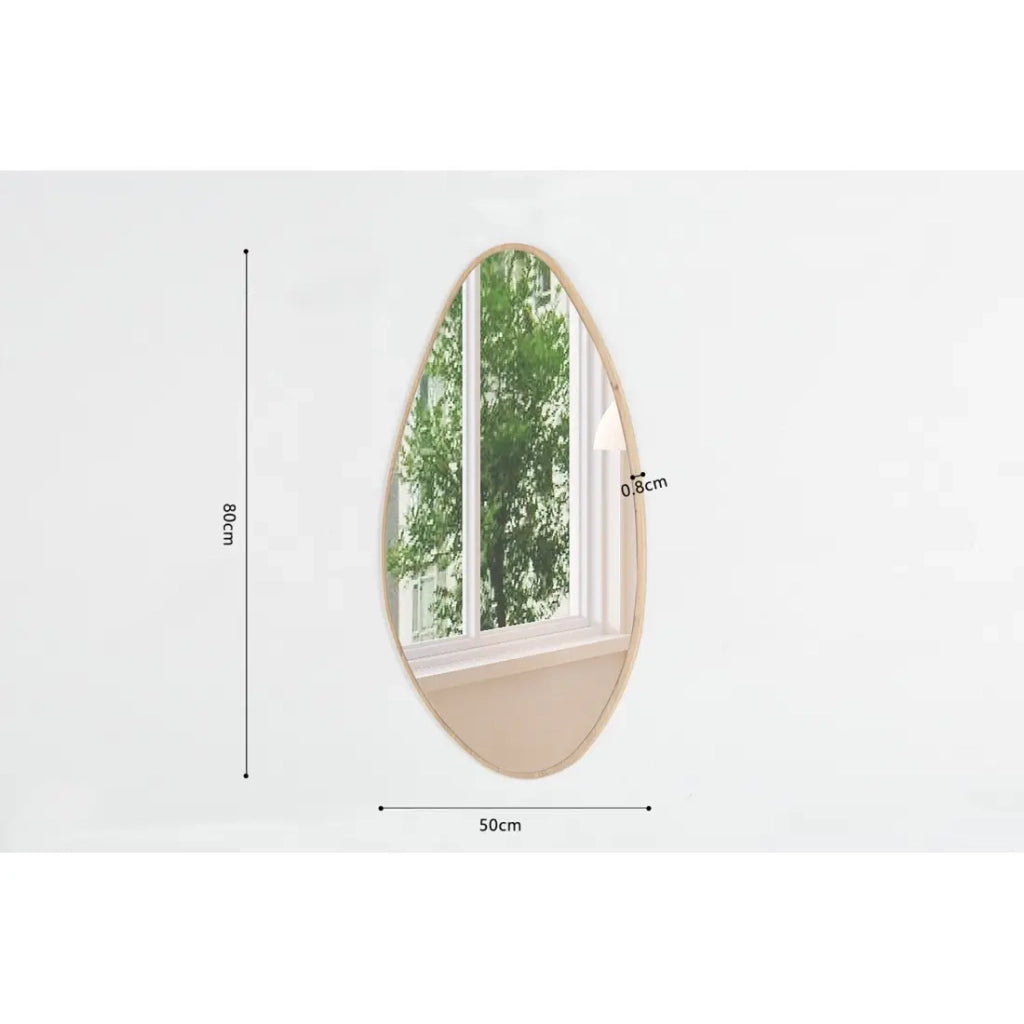 Specchio asimmetrico NARA – 50x80 cm – Finitura rovere invecchiato – MDF decorativo in legno – Stile organico e alla moda