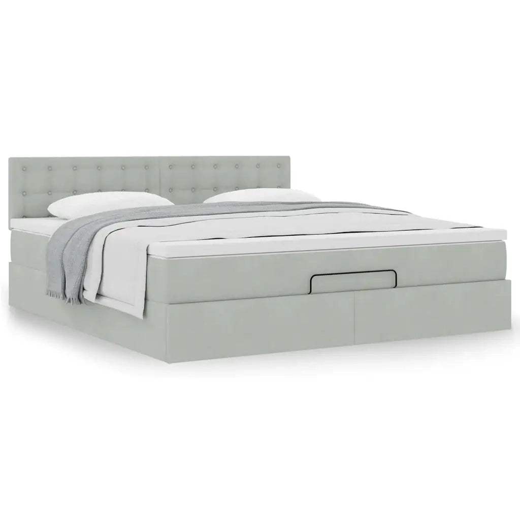 Struttura Letto Pouf con Materasso 160x200 cm in Velluto 3311927