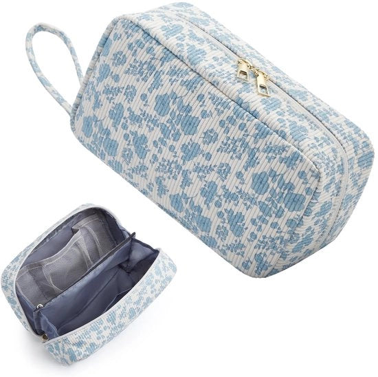 Borsa da toeletta per donne in corduroy con tasca per cosmetici per donne borsa da toeletta per donne con tasca per cosmetici tasca per donne borsa da toeletta in cord per bambine per viaggi