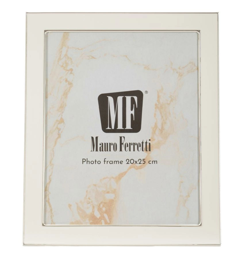 Cornice Molly 24x1,7x29 cm in Zinco e Vetro Bianco e Argento