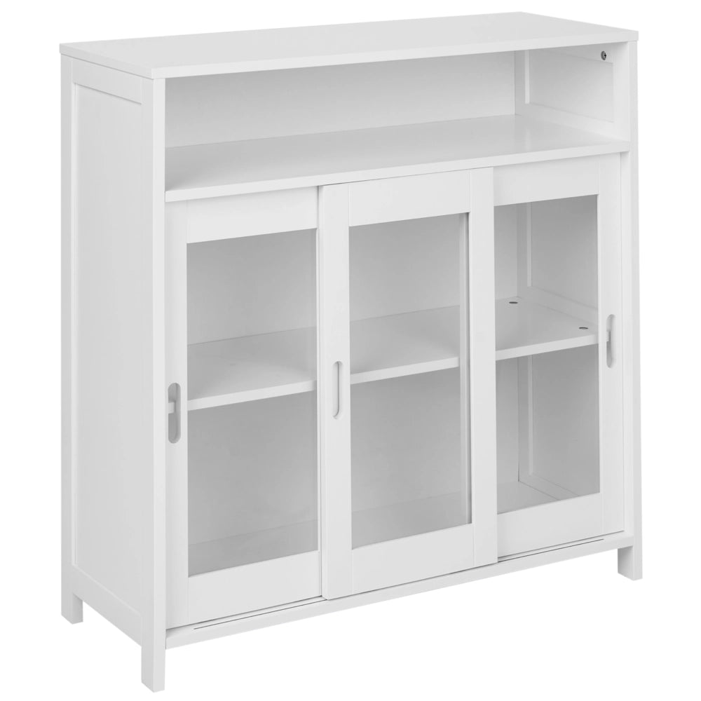 Credenza con vetro Bianco 3 ante Armadio Storage Moderno Minimalista