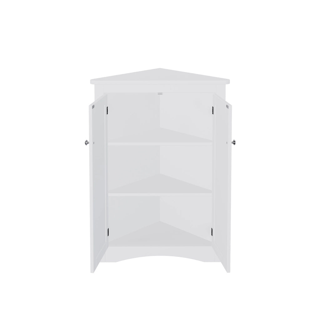 Mobile angolare, libreria a due ante, mobile da bagno, 3 ripiani, in MDF, 61.5 x 34.5 x 80 cm, bianco