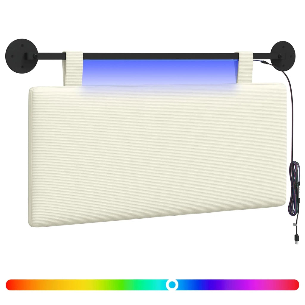Testiera sospesa Con luce LED Crema Tessuto in Cords