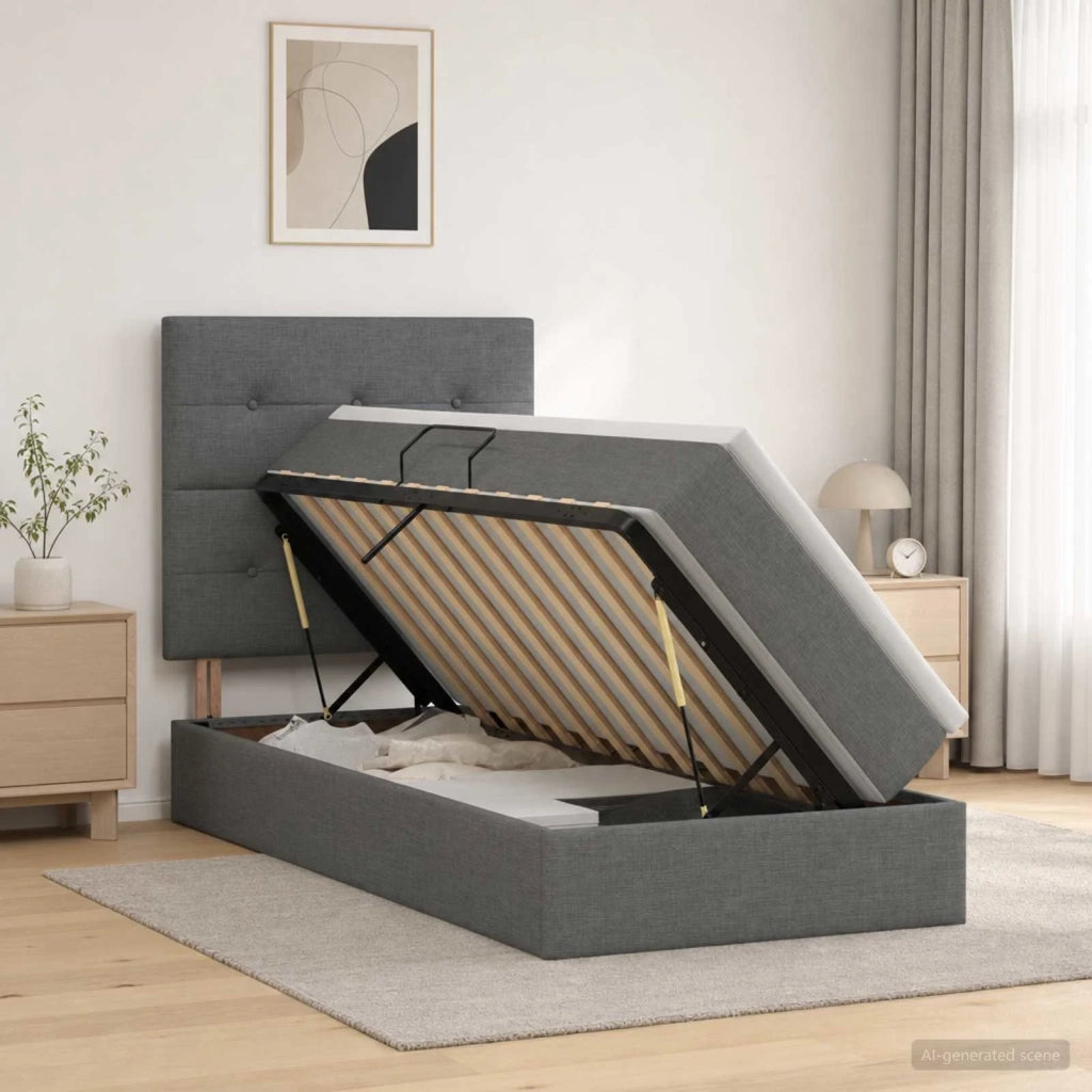 Letto con contenitore e materasso Grigio Scuro 90 x 190 cm 3459472