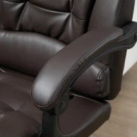 Poltrona da Ufficio Reclinabile in stile Presidenziale con Poggiapiedi, 64.5x69x109-117 cm, color Caffè