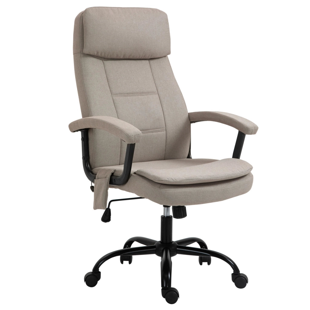 Sedia da ufficio con massaggio regolabile in altezza con dondolo ruote 360 gradi Poliestere Beige