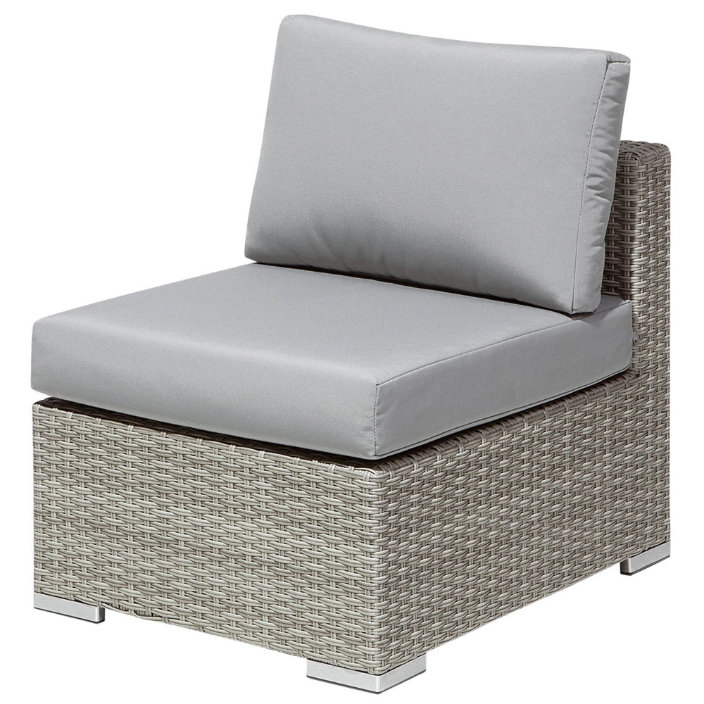 Set di divani ad angolo da giardino cuscini in rattan sintetico grigio 8 posti con tavolo e poltrona set di conversazione