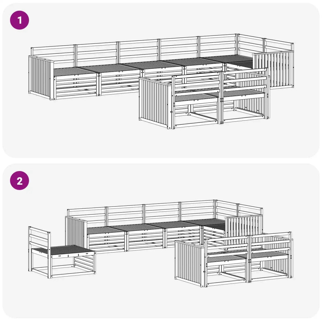 Set di divani da esterno 8 pcs Naturale
