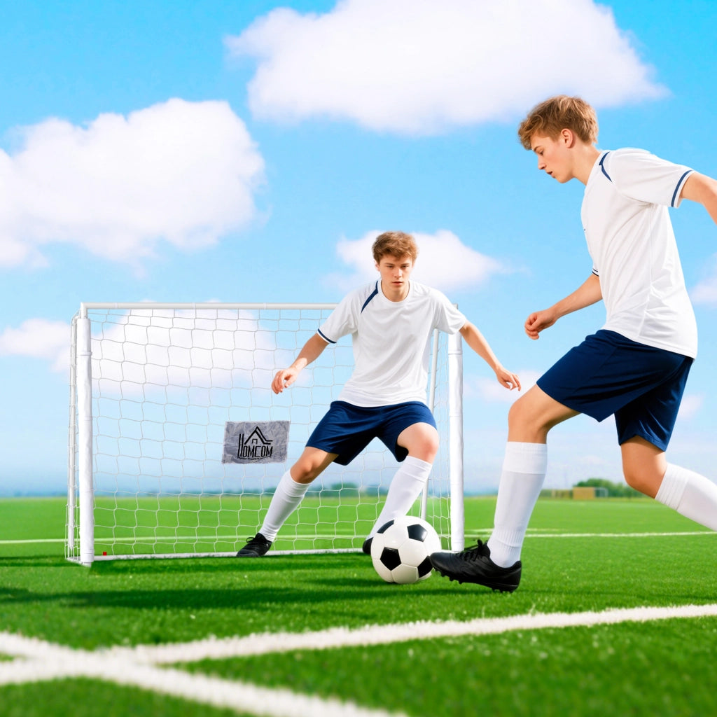 Portiere da Calcio con Rete e Supporto Metallo ¨C zephmum ¨C Bianco 186x62x123 cm