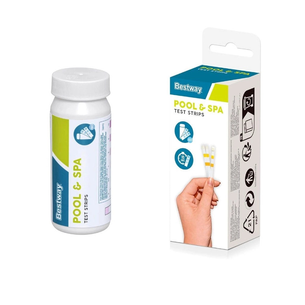 Trade Shop - Strisce Test Acqua Piscine Spa 3in1 50 Pz 3 Funzioni Cloro Ph E Alcalinità 58142 -