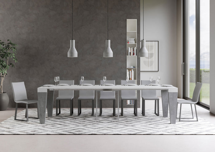 Consolle Allungabile 90-300x40x77 cm in Nobilitato Bianco e Grigio