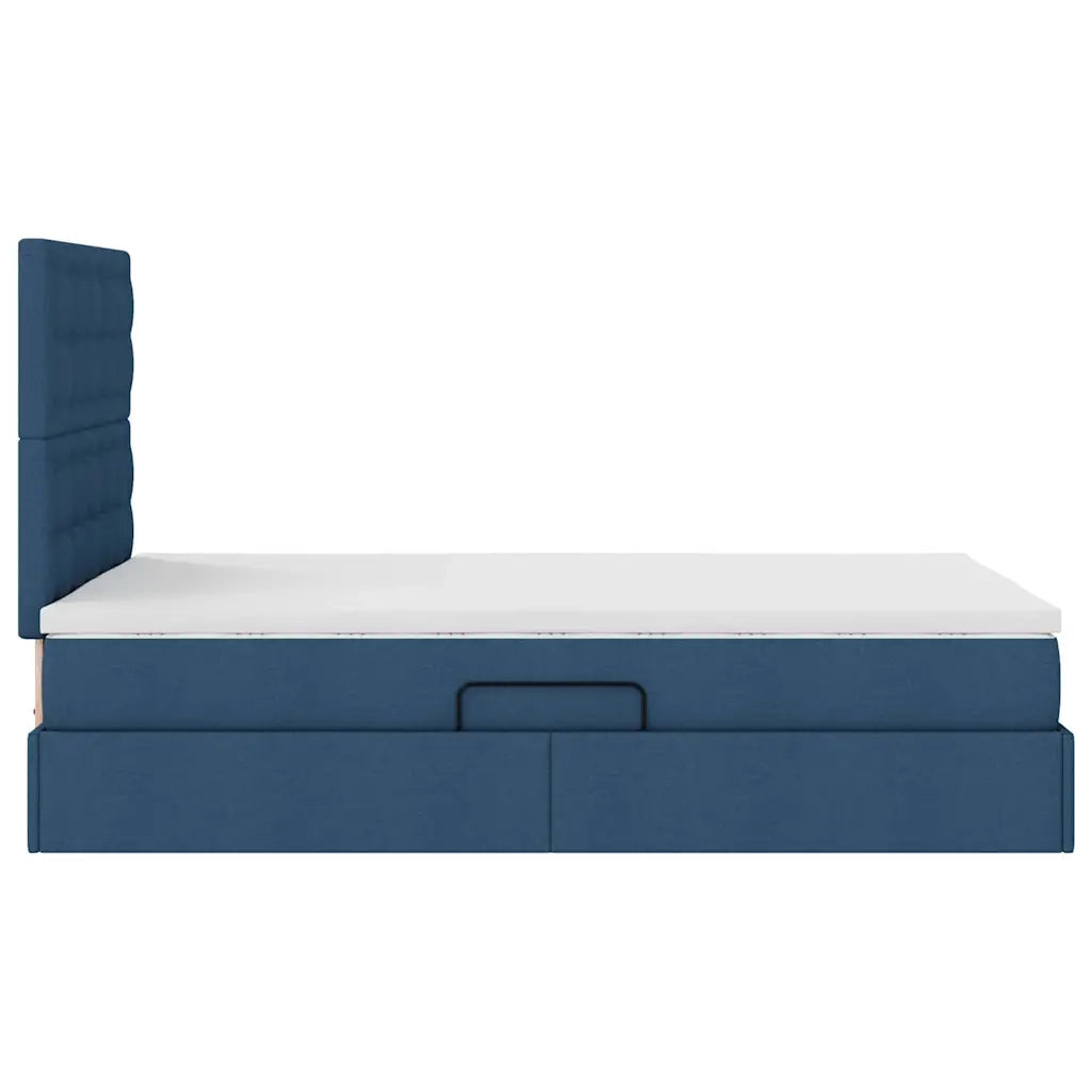 Letto con contenitore e materasso Blu 120 x 190 cm Tessuto