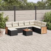 Set Divani da Giardino 9 pz con Cuscini Nero in Polyrattancod mxl 88126