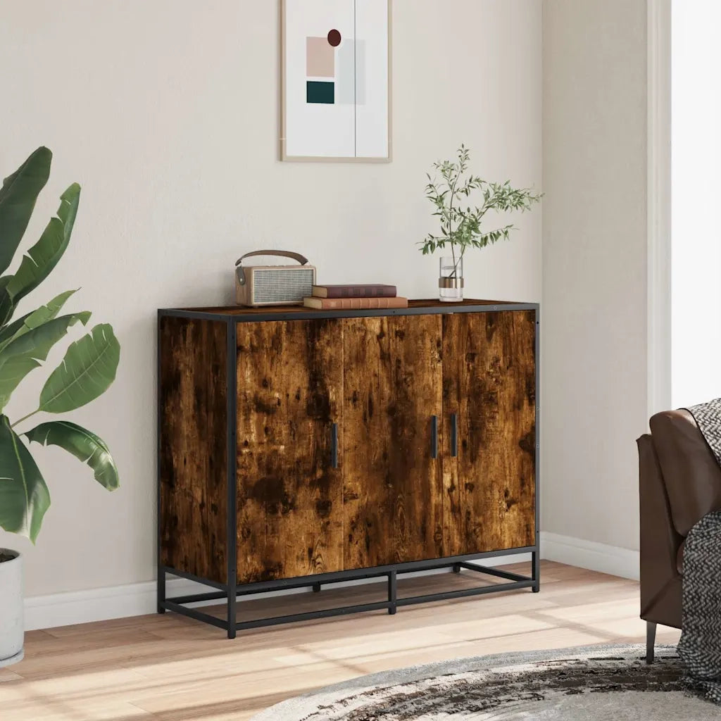 Credenza Rovere Fumo 94x35x76 cm in Legno Multistrato 849006