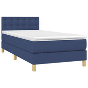 Letto singolo | Letto per adulti | Letto a Molle con Materasso e LED Blu 80x200 cm in Tessuto