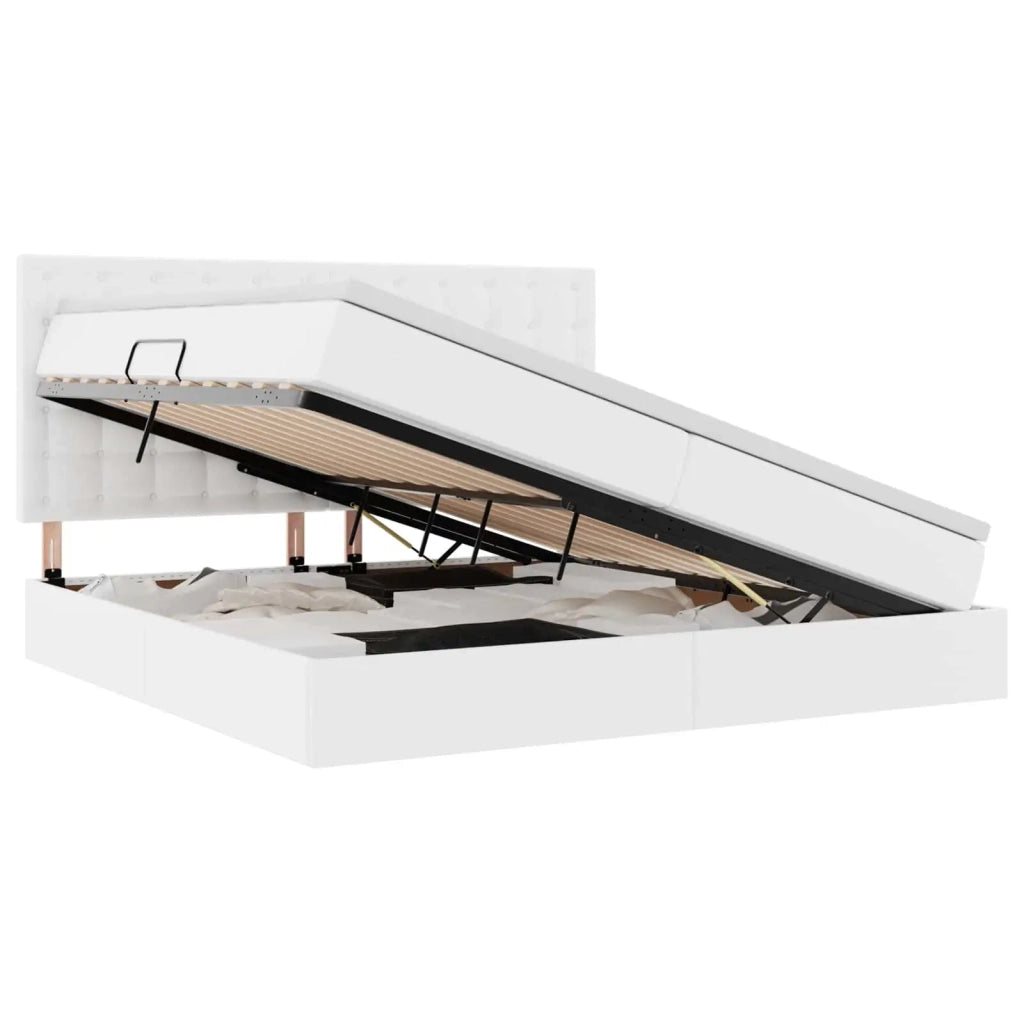 Letto con contenitore e LED con led Bianco Puro 200 x 200 cm