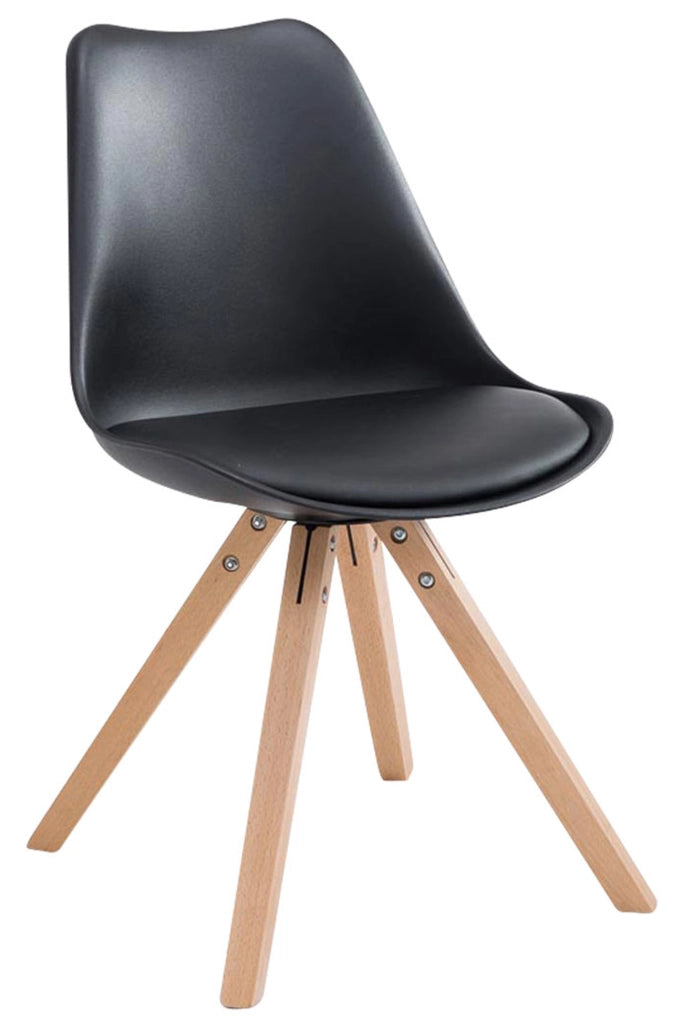 Sedia Toulouse in similpelle gambe quadrate nero,natura