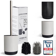 Kit di Pulizia per il Bagno con Pennello e Orefice in Acciaio Inossidabile con Manico a Manopola - Pennello per il Bagno inclusi 2 Testine per la Pulizia del Bagno