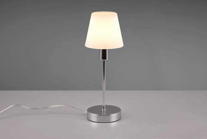 LUIS II LAMPADA VETRO BIANCO MONTATURA CROMO H.32CM 1 LUCE ATTACCO E14