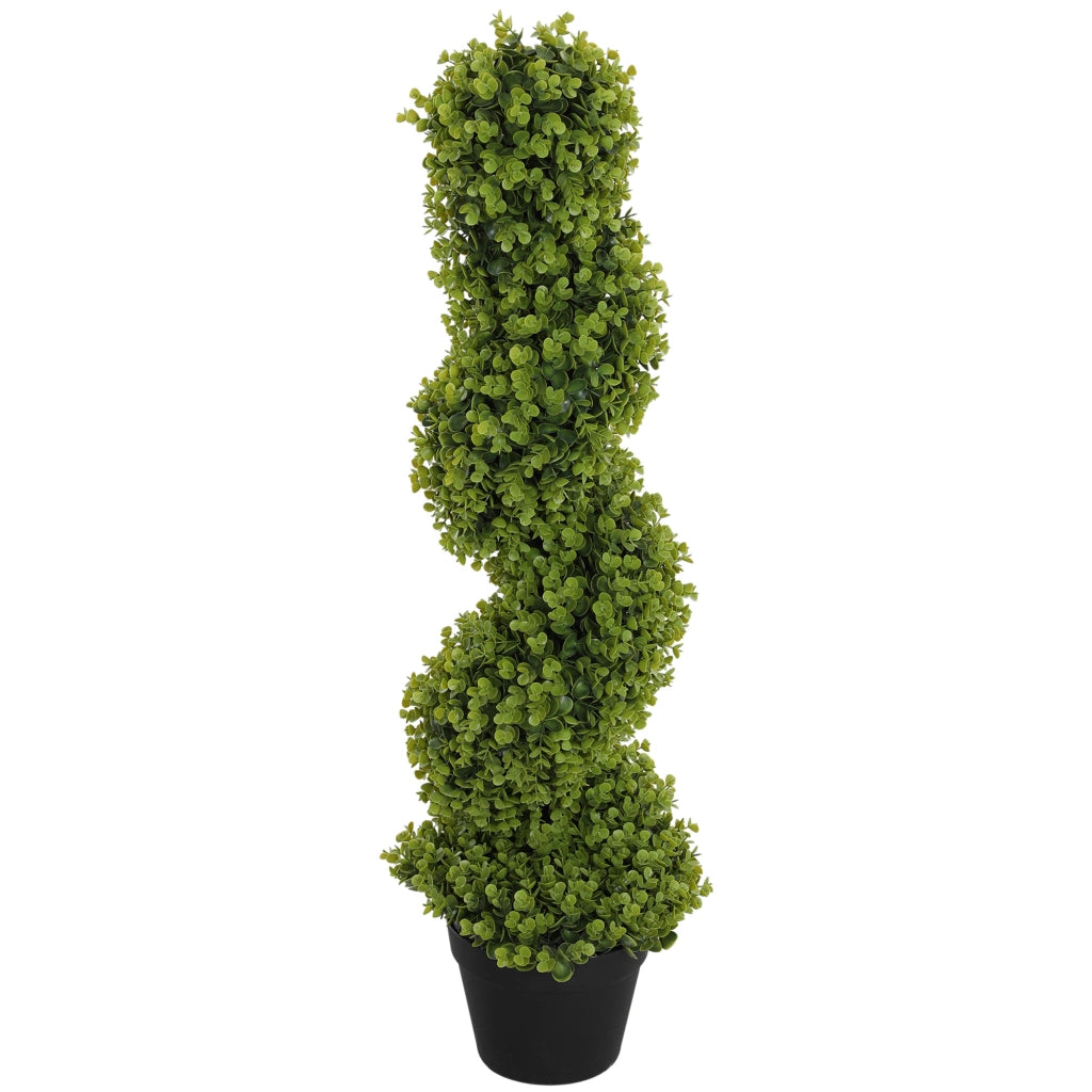Pianta Finta di Eucalipto a Spirale con Vaso Incluso per Interno ed Esterno, Altezza 90 cm, Verde
