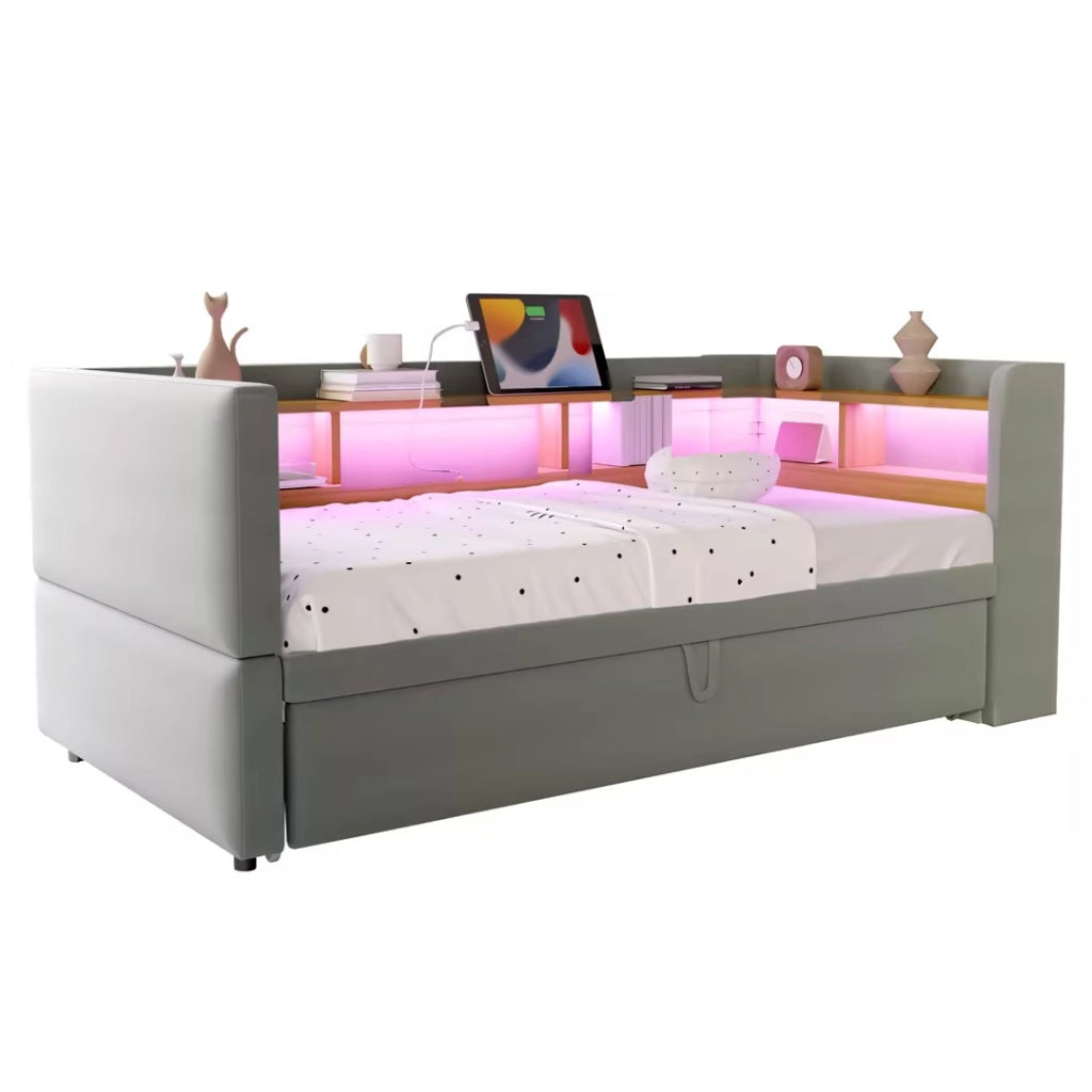 Letto divano estraibile flanella 90/180x190 cm