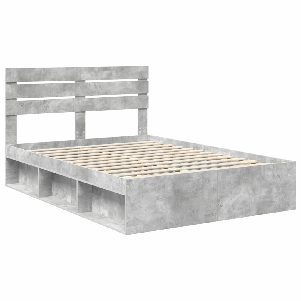 Struttura del letto Calcestruzzo 140 x 190 cm Pino massello 3411418