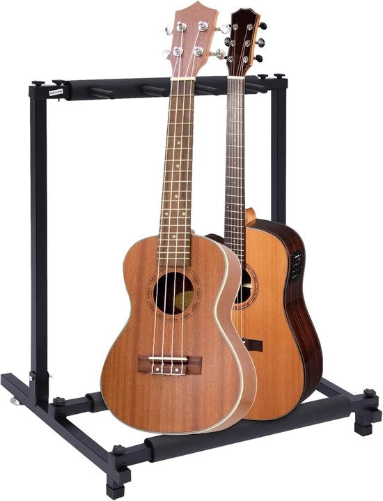 Supporto per Chitarra in Metallo - Alloggiatore Multi Chitarra - Conservazione degli Strumenti - Rivestimento a Schiuma Morbida - 3 Chitarre - Nero