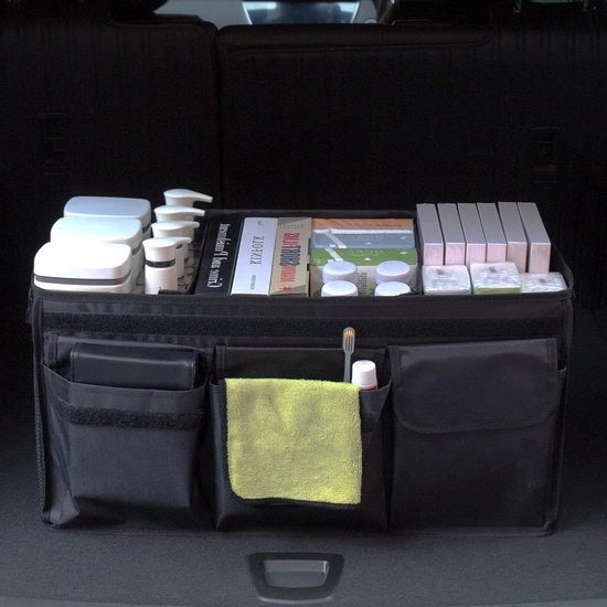 Organizzatore del Bagagliaio pieghevole con Compartimento con Coperchio, Fermo Velcro Antiscivolo, Compartimenti Multipli, e Fondino Antiscivolo