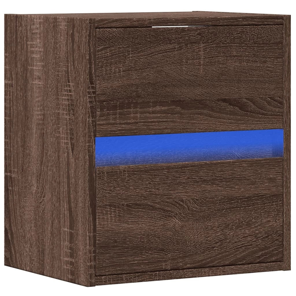 Mobile TV multimediale scaffale TV credenza mobile TV sala da pranzo soggiorno parete attrezzata per camera da letto con luci LED rovere 41 x 31 x 45 cm marrone 02_0027952