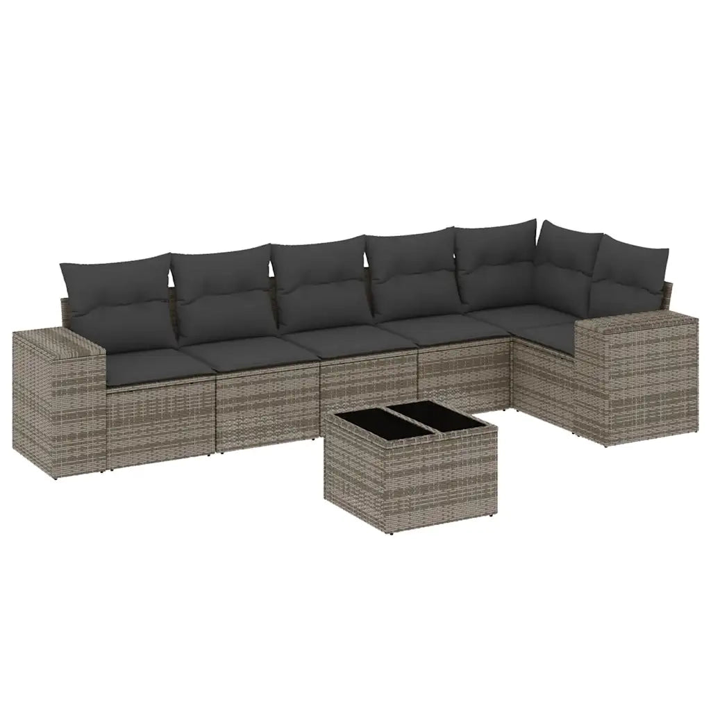 Set Divani da Giardino 7 pz con Cuscini Grigio in Polyrattancod mxl 112447