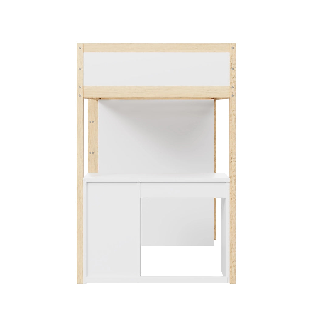 Letto a Soppalco con Contenitore e Scrivania ¨C MINIMAL ¨C Legno, 90x200