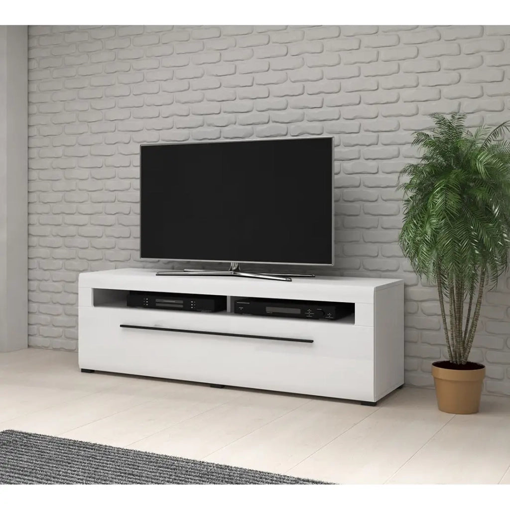 Mobile TV XL 160cm collezione BREDA. Colori bianco opaco e bianco lucido. Stile design.
