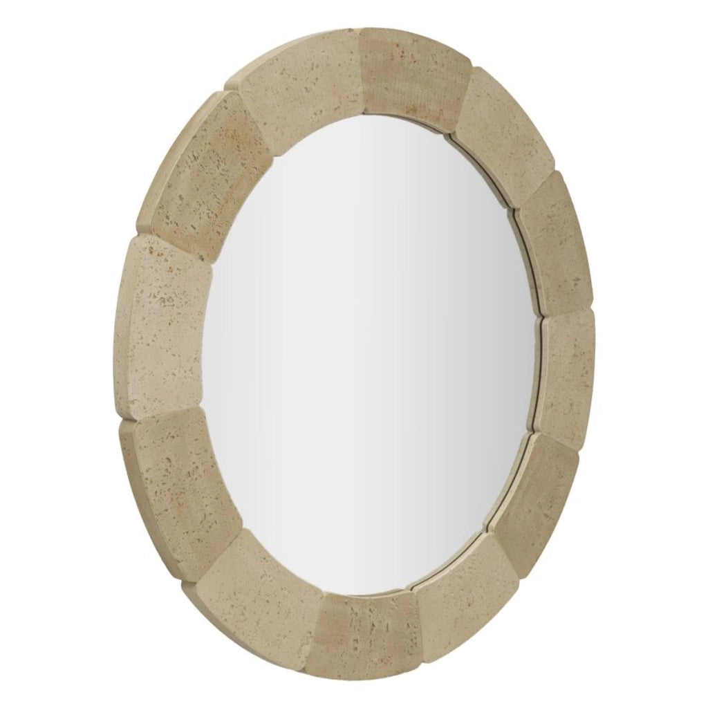 Specchio da parete rotondo con cornice effetto pietra O 90 cm