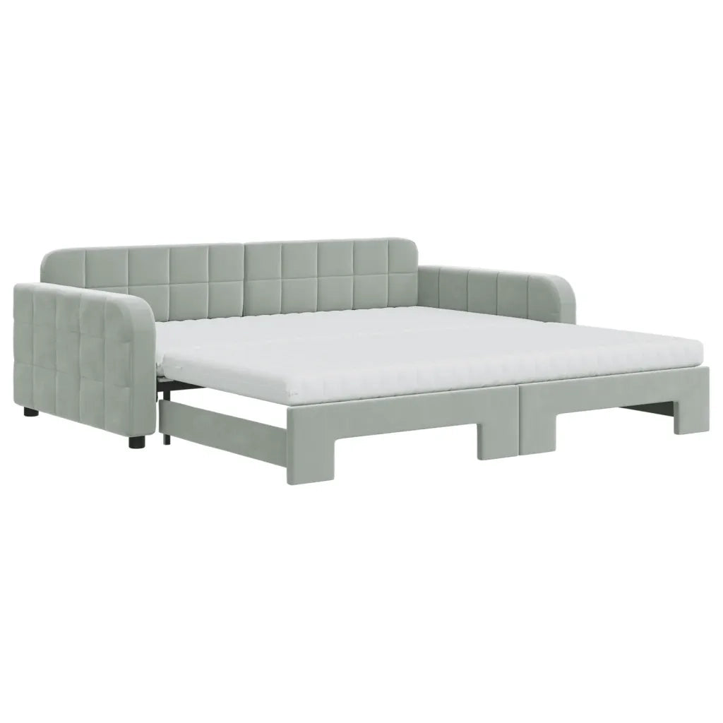 Divano Letto Estraibile Materassi Grigio Chiaro 100x200 Velluto 3196960