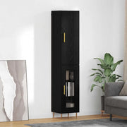Credenza 2 pz-Set di 2 Buffet-Armadio da cucina Rovere Nero Legno multistrato 369771