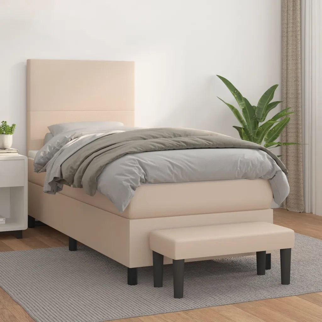 Giroletto a Molle con Materasso Cappuccino 100x200cm Similpelle 3137532